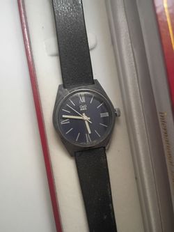 Vintage Q&Q MEC Hand-Winding Mechanical Watch Ref. 4-12022 Blue Dial Japan