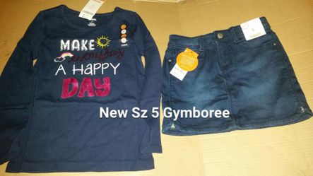 New Girls Sz 5 Gymboree denim skirt & sequined top nwt