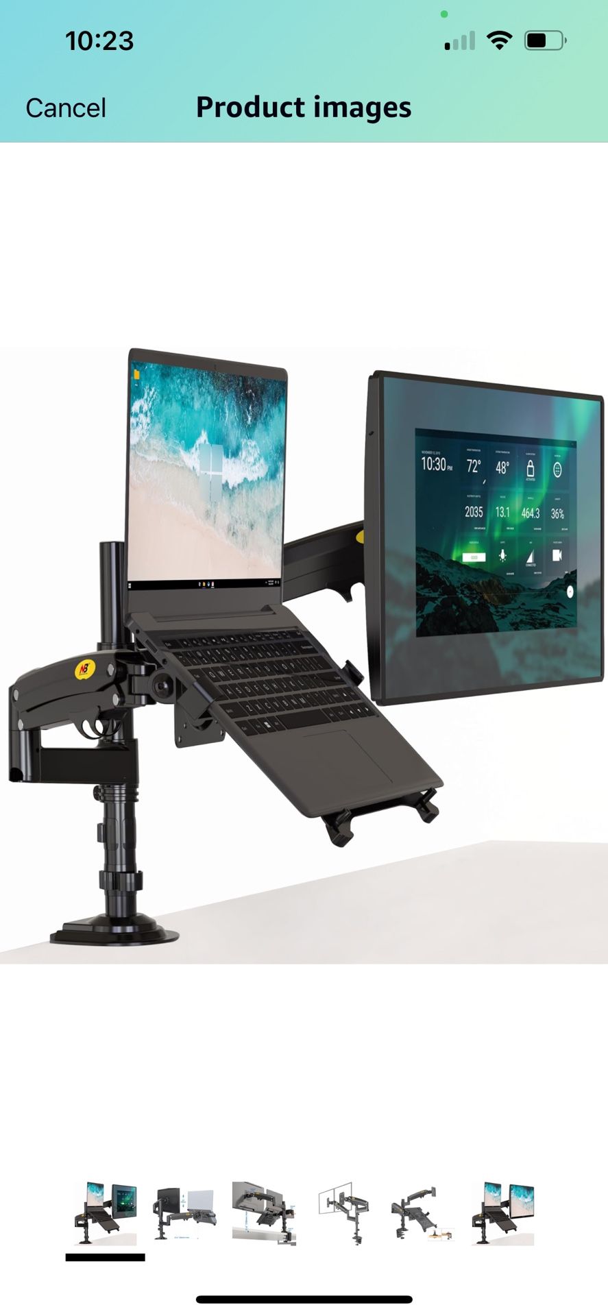 North Bayou Dual Arm 2 in 1 Combo, Laptop Mount with Adjustable Tray