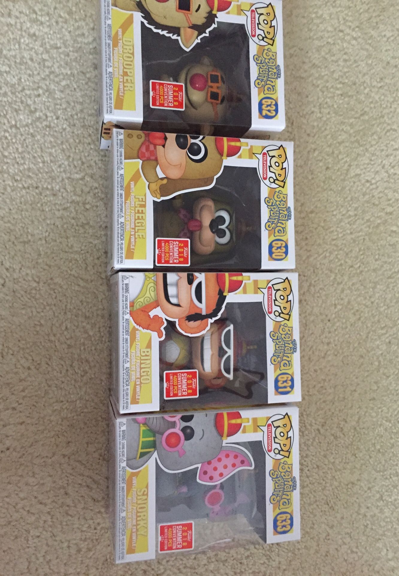 Funko pop Sdcc 2018 banana splits set of 4 including drooper 