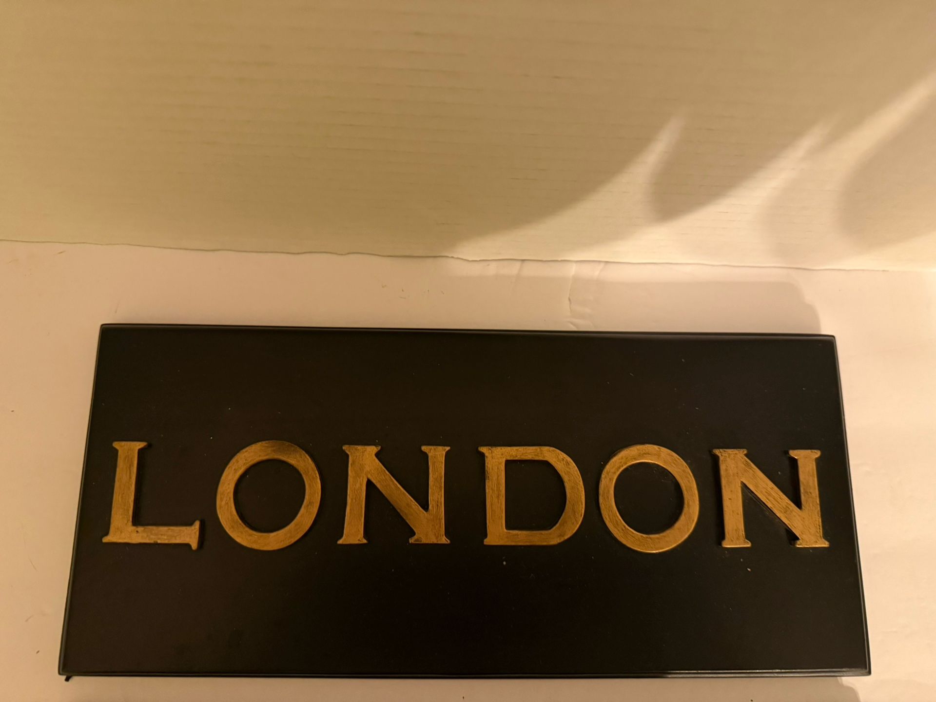 Vintage Set of Wall Plaques Wall Art London Rome Black with Gold Letters