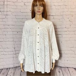 Free People Can't Stop Dreaming Tunic Button Top White Medium OVERSIZED Women’s 