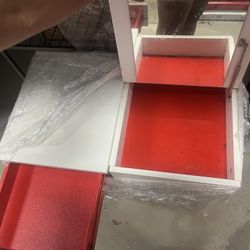 White W/ Red Interior Vanity