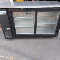 Counter Height. Sliding Glass Door Back Bar Refrigerator with LED Lighting.