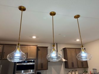 Possini Euro Asni 11” Gold and Glass Modern Pendant lights
