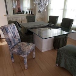 Vintage Glass Dining Room Table 