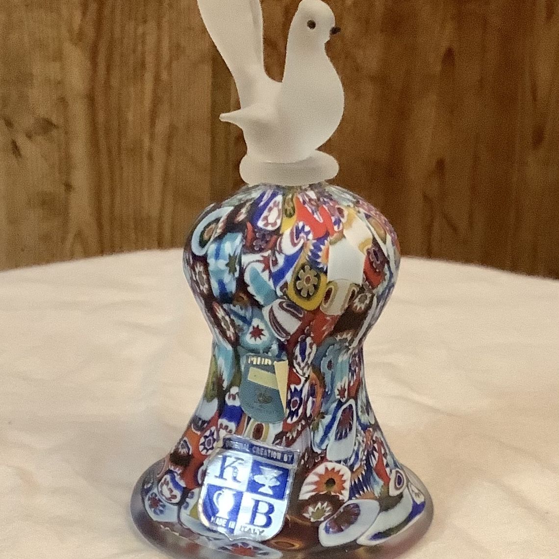 Vintage Glass Marino Bell With Bird On It