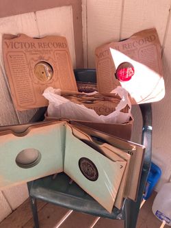 Old vinyl record albums