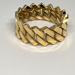 Miami Cuban Ring Size 10  S925 Yellow Gold