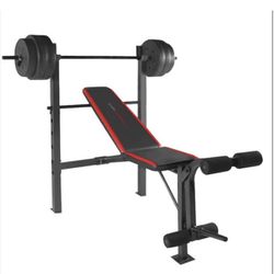 Weight Bench With Weights And Bar 