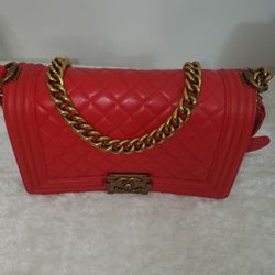 Red Chanel Boy Bag, Like New Condition