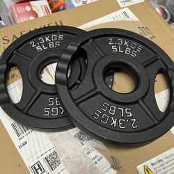 BRAND NEW - Set of 2 - 5lb BalanceFrom Cast Iron Olympic 2-Inch Plate Weight Plate 
