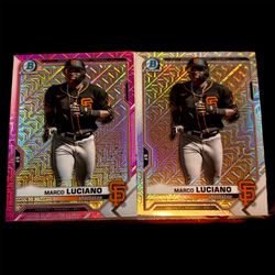 2020 Bowman Chrome Marco Luciano Pink Refractor #107/199 & Refractor Pair
