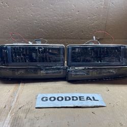 #208 Fit 98-04 Chevy Blazer/Chevrolet S10 Chrome Housing Smoked Clear LED DRL Switchback Headlight 