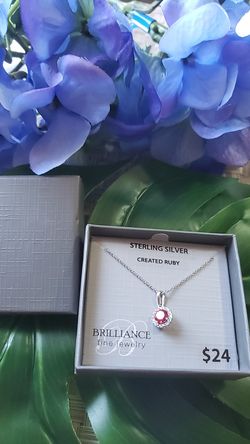 NEW STERLING SILVER BRILLIANCE BELIEVE RUBY 18"