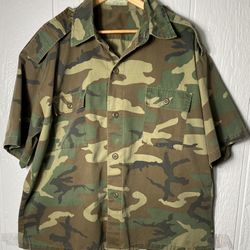 Mil-Tec Mens Short Sleeve Military Uniform Army Shirt Cotton Hunting Woodland 3X