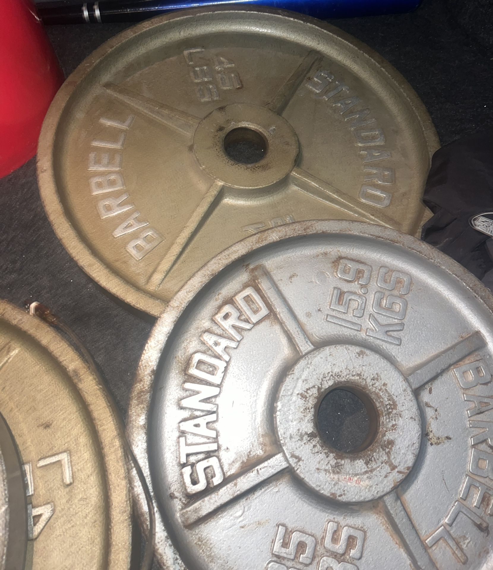 Weights- Barbell Weights - Sets 45,35,25,10- Used 