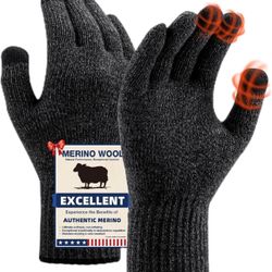 middle size Merino Wool Gloves for Men Women, Touch Screen Warm Glove Liners Thermal Soft Knit Lining for Winter Running Hiking   1 sustainability fea