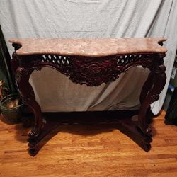 Antique Chinese Rosewood Table - Marble Top