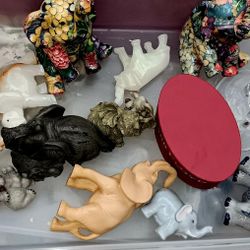 Collection Of Vintage Elephant Figurines-one Is  Musical