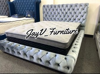 New queen bed frame with mattress