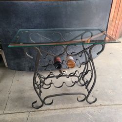 Metal Wine Rack with Glass Countertop