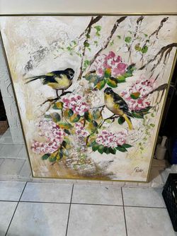 Antique Abstract Oil Painting Signed Lee Reynolds 40.5”Lx51”H Kacho-ga