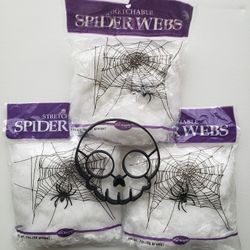 Halloween Decorations Spider Webs And Skull Shaped Cookie Cutter