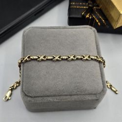10kt Gold X Style Bracelet Pulsera De Oro 10kt