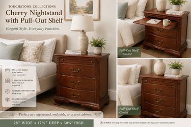 Beautiful vintage Cherry Wood Nightstand / End Table with Pull-Out Shelf