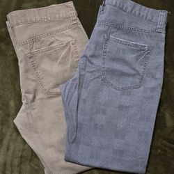 Roebuck & Co. Flat Front Slim Straight Chino Pants 2 Pairs Men's 34x32