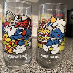 Vintage Smurf Drinking Glasses