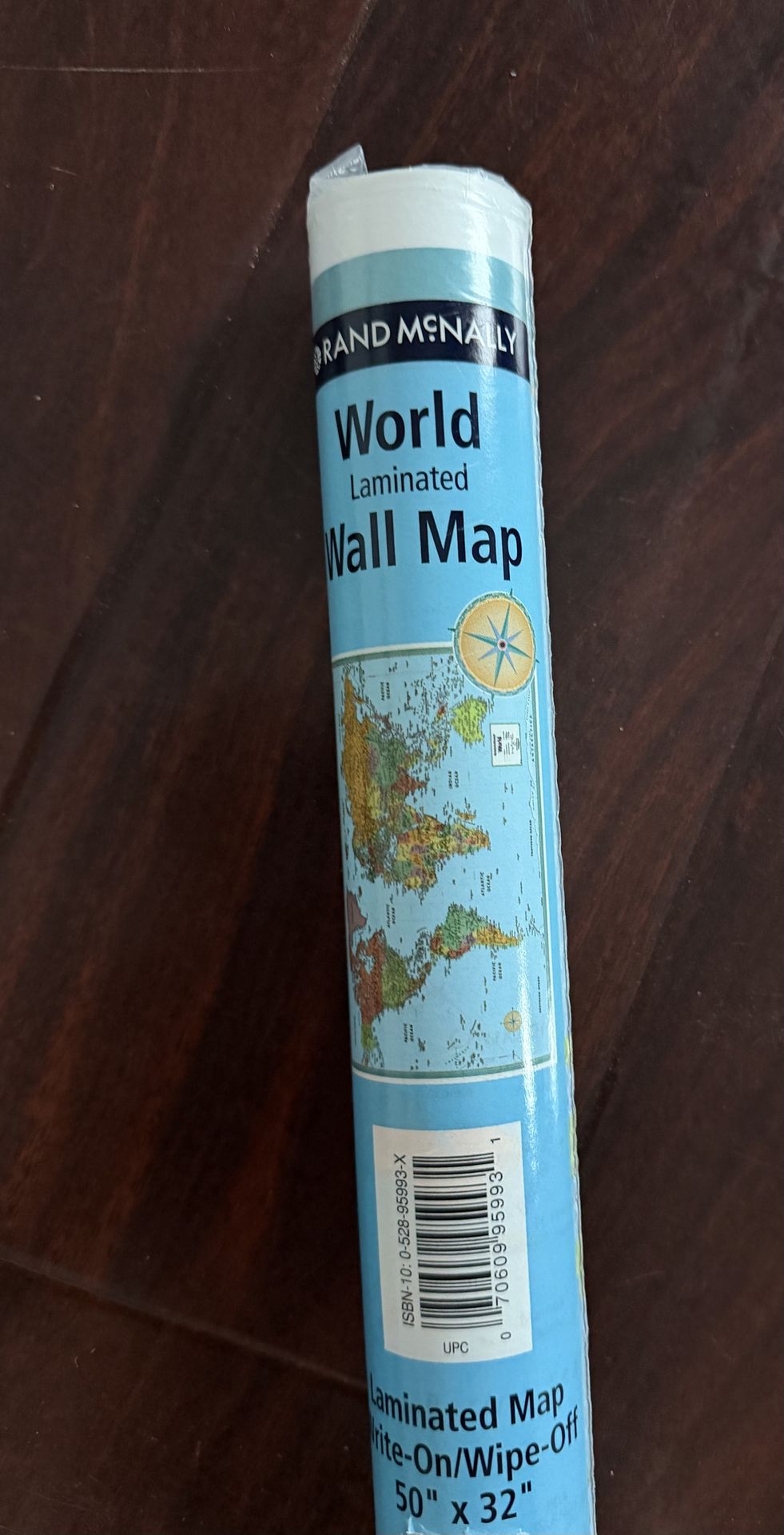 Rand McNally World Laminated Wall Map Write-on/Write-off 50”x32”