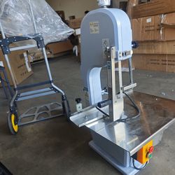 1800W Electric Meat Band Saw, Stainless Steel Tabletop Electric Cutting Machine with 8 Saw Blades, 0.8-4.3 Inch Cutting Thickness, 17x13in Table Sawin