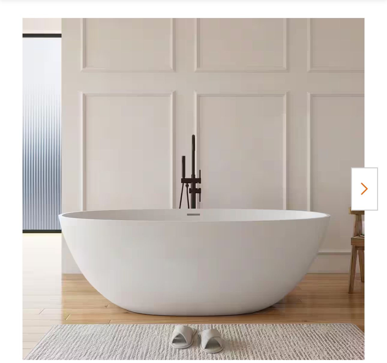 Eaton 65 in. Stone Resin Solid Surface Matte Flatbottom Freestanding Bathtub in White