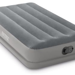 Intex  Dura-Beam Standard Prestige Air Mattress: Fiber- Tech - Twin Size - Built-in USB Electric Pump 