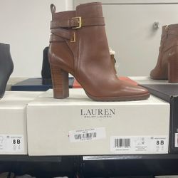 Lauren Ralph Lauren, Booties, Tan, Size 8