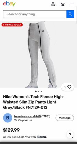 Nike Women's Tech Fleece High-Waisted Slim Zip Pants Light Grey/Black