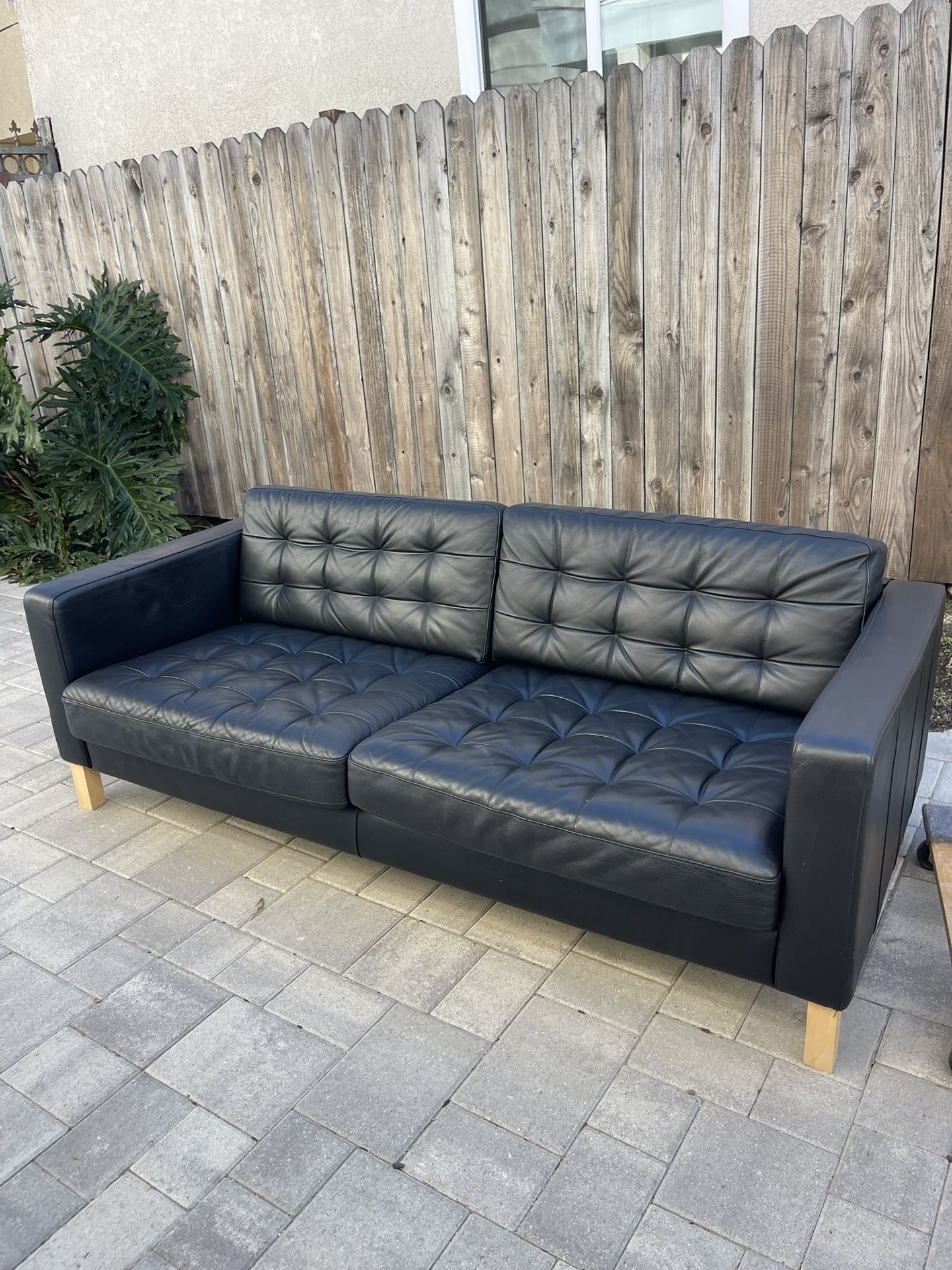 Ikea Morabo Black Leather Sofa
