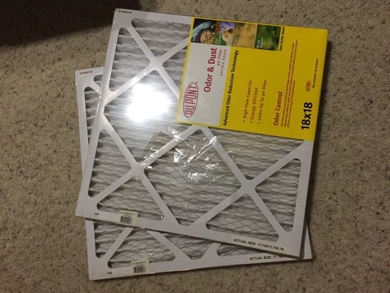 2 DuPont Air filters 18x18 Odor control