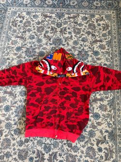 Red double hoodie Bape
