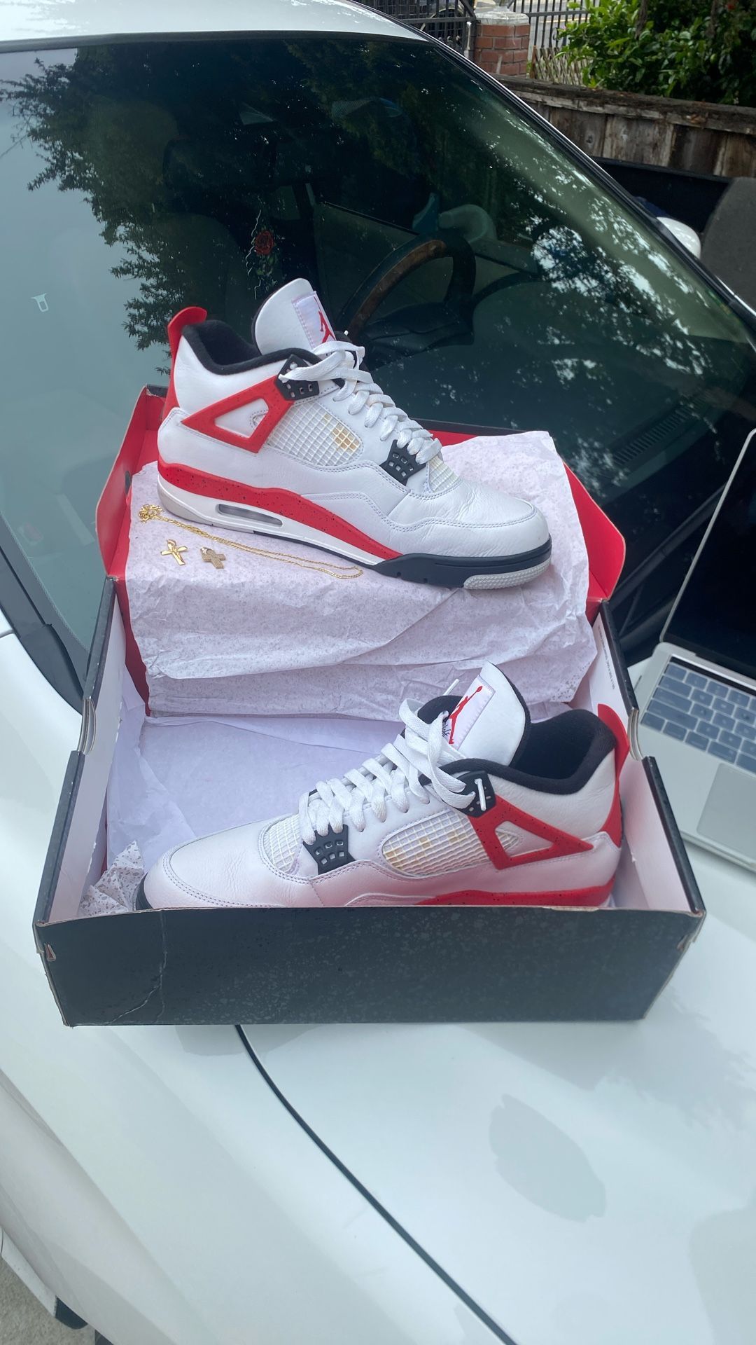 Red Cement Air Jordan Retro 4’s And $500 Worth Of Gold.