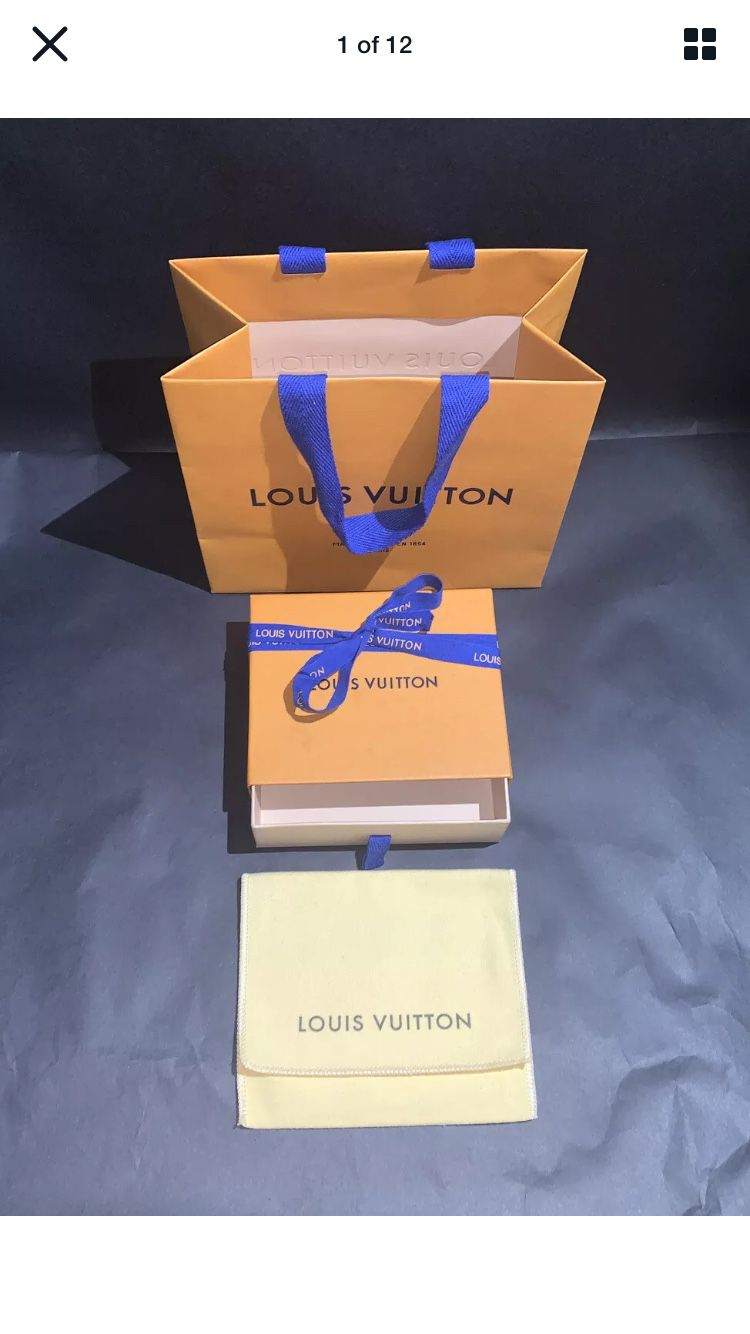 LOUIS VUITTON Empty Small Wallet Box / Dust Bag/ Ribbon / Paper Bag.