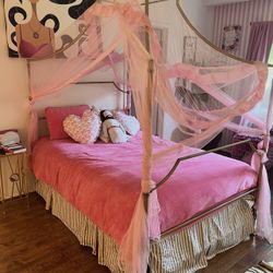 Gold Pottery Barn Bed. Includes Mattress 