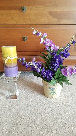 Set of 3 Candle, Candle Holder & Floral