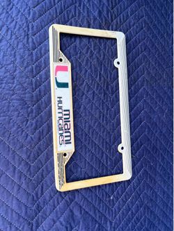 Vintage Miami Hurricanes License Plate Frame 2008 WinCraft White Plastic Tag