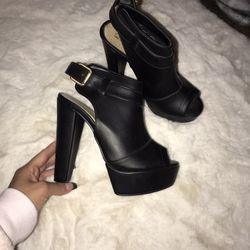 Black Lather Heels