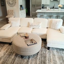 Off White Double Chaise Sectional 