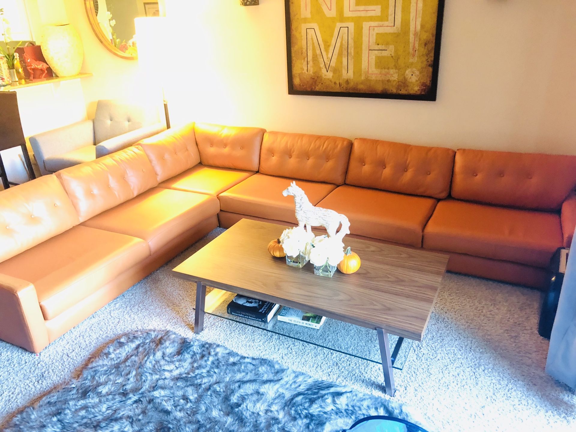 Joybird Hopson L sectional top grain leather sofa Mid-century modern retail $12199