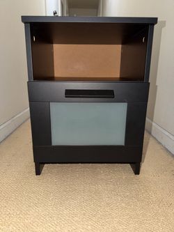 Modern Black Nightstand with Drawer & Shelf